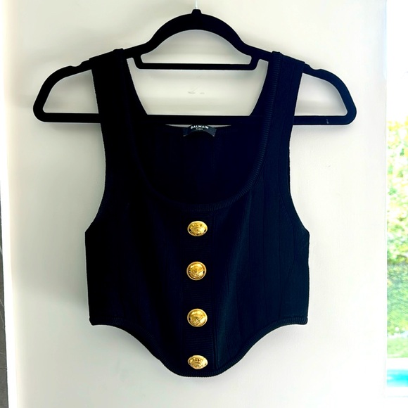 Balmain Tops - Authentic Balmain scalloped crop top black Size 38